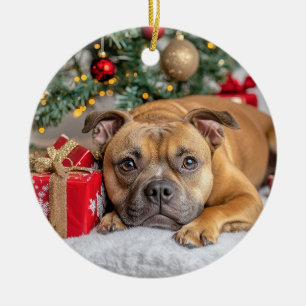 Staffordshire Bull Terrier Christmas Keramik Ornament