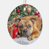 Staffordshire Bull Terrier Christmas Keramik Ornament (Links)