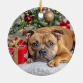 Staffordshire Bull Terrier Christmas Keramik Ornament (Hinten)