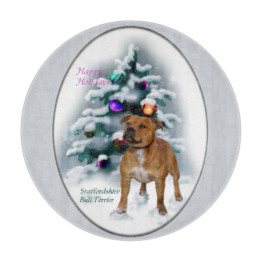 Staffordshire Bull Terrier Christmas Schneidebrett (Vorderseite)