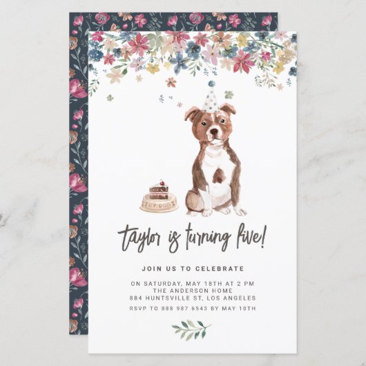 Staffordshire Bull Terrier Dog Birthday Einladung (Vorne/Hinten)