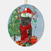 Staffordshire Bull Terrier Dog im Schnee Weihnacht Keramik Ornament (Links)
