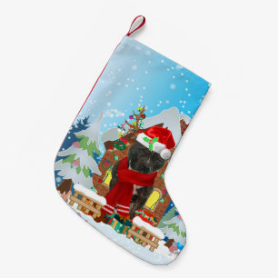 Staffordshire Bull Terrier dog mit Weihnachtsgesch Kleiner Weihnachtsstrumpf