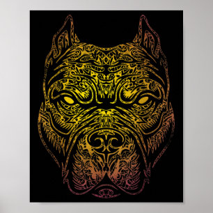 Staffordshire Bull Terrier Dog Tribal Tattoo Poster