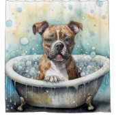 Staffordshire Bull Terrier - ein Paradies für Klet Duschvorhang (Vorderseite)