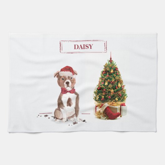 Staffordshire Bull Terrier Funny Christmas Dog Geschirrtuch (Horizontal)
