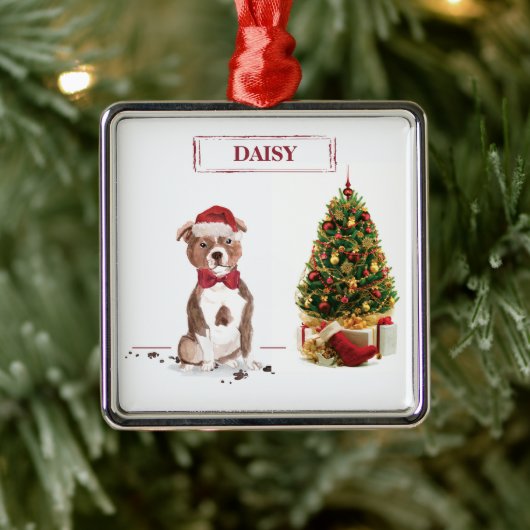 Staffordshire Bull Terrier Funny Christmas Dog Ornament Aus Metall (Baum)
