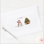 Staffordshire Bull Terrier Funny Christmas Dog Rechteckiger Aufkleber<br><div class="desc">Ein humorvolles Weihnachtsgeschenk,  das einen Schurkenhund mit einer Weihnachtsmannmütze und einer Bogen-Krawatte darstellt. Wünschen Sie einen Urlaub,  über den es sich zu bellen lohnt!</div>