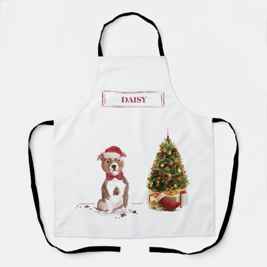 Staffordshire Bull Terrier Funny Christmas Dog Schürze (Vorderseite)