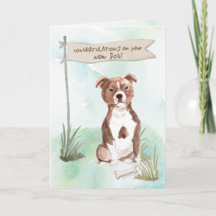 Staffordshire Bull Terrier Glückwunsch auf New Dog Karte