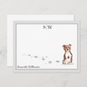 Staffordshire Bull Terrier Gray Border Monogram Mitteilungskarte (Vorne/Hinten)