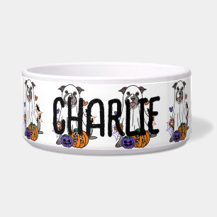 Staffordshire Bull Terrier Gray Halloween GhostDog Napf