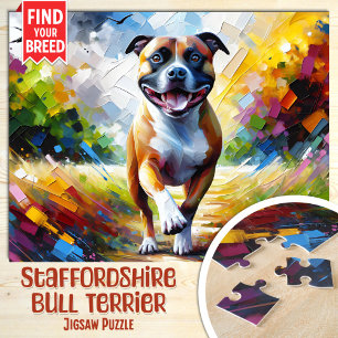 Staffordshire Bull Terrier Hund Porträt Acryl Puzzle