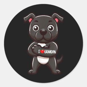 Staffordshire Bull Terrier I Liebe Opa Funny Do Runder Aufkleber