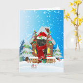 Staffordshire Bull Terrier im Schnee mit Weihnacht Karte (Gelbe Blume)