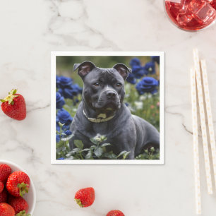 Staffordshire Bull Terrier in Blue Rose Garden, Serviette