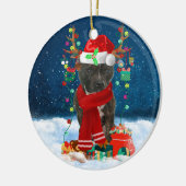 Staffordshire Bull Terrier in Snow Keramik Ornament (Links)