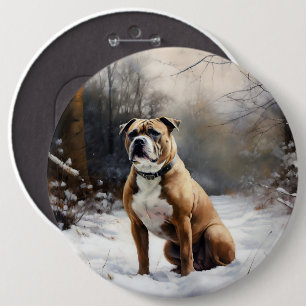Staffordshire Bull Terrier Let It Snow Christmas Button