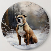 Staffordshire Bull Terrier Let It Snow Christmas Button (Vorderseite)