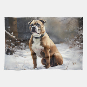 Staffordshire Bull Terrier Let It Snow Christmas Geschirrtuch
