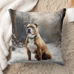 Staffordshire Bull Terrier Let It Snow Christmas Kissen
