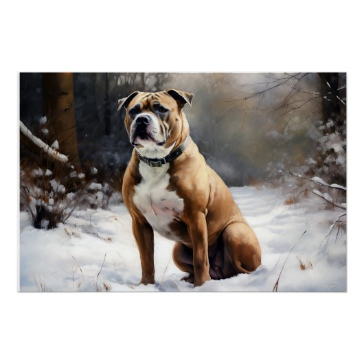 Staffordshire Bull Terrier Let It Snow Christmas Poster (Vorderseite)