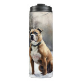 Staffordshire Bull Terrier Let It Snow Christmas Thermosbecher (Vorderseite)