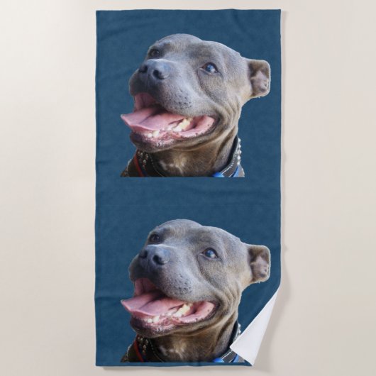 Staffordshire Bull Terrier On Denim , Beach Towel Strandtuch (Vorderseite)