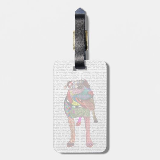 Staffordshire Bull Terrier - Patchwork Gepäckanhänger (Rückseite vertikal)