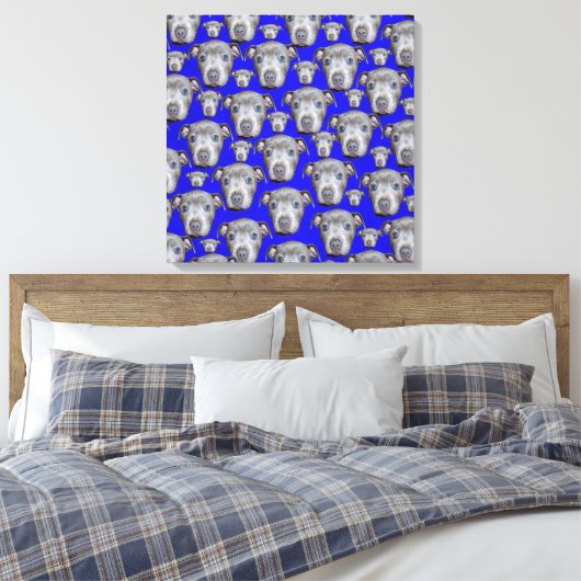 Staffordshire Bull Terrier Puppy Pattern, Leinwanddruck (Insitu (Schlafzimmer))