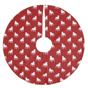 Staffordshire Bull Terrier Silhouetten Muster Rot Polyester Weihnachtsbaumdecke