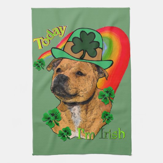 Staffordshire Bull Terrier St Patricks Handtuch (Vertikal)