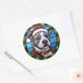 Staffordshire Bull Terrier Stettglass Weihnachten Runder Aufkleber (Umschlag)
