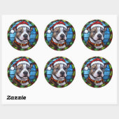 Staffordshire Bull Terrier Stettglass Weihnachten Runder Aufkleber (Blatt)