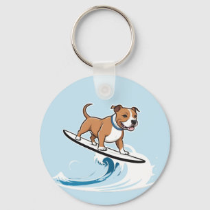 Staffordshire Bull Terrier surfing the Waves, Schlüsselanhänger