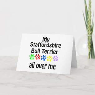 Staffordshire Bull Terrier Walks Design Feiertagskarte