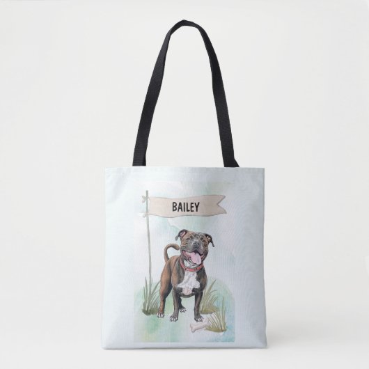 Staffordshire Bull Terrier Watercolor Personalized Tasche (Vorderseite)