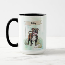 Staffordshire Bull Terrier Watercolor Personalized Tasse
