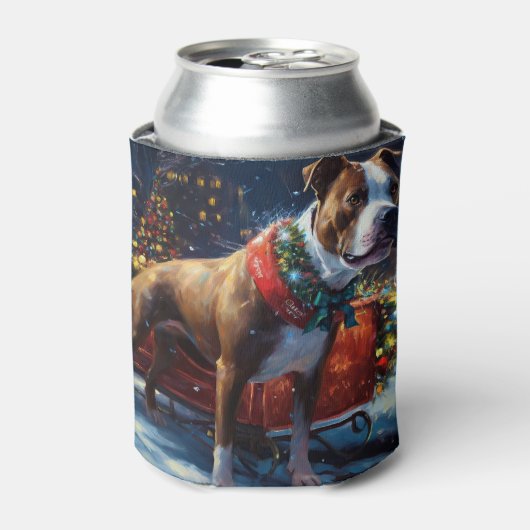 Staffordshire Bull Terrier Weihnachtsfest Dosenkühler (Kanne Vorderseite)