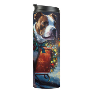 Staffordshire Bull Terrier Weihnachtsfest Thermosbecher