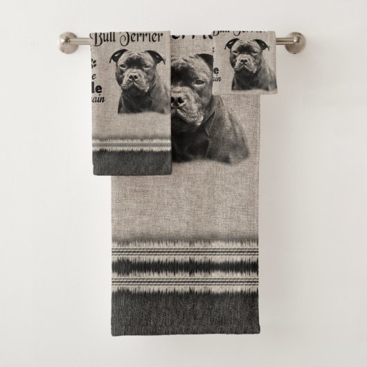 Staffordshire Bull Terrier, wenn alles versage Badhandtuch Set (Insitu)