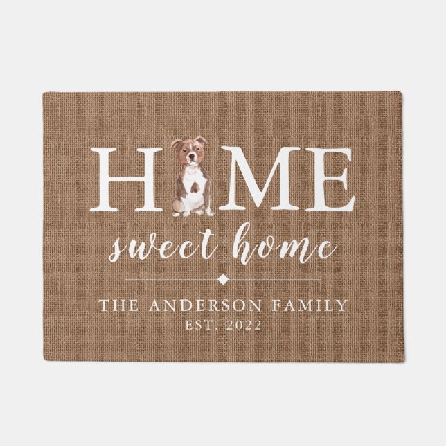 Staffordshire Bull Terrier Zuhause Sweet Zuhause D Fußmatte (Vorderseite)