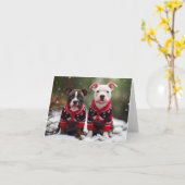 Staffordshire Bull Terriers Christmas Card Karte (Gelbe Blume)
