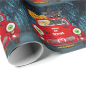 Staffordshire Dog Driving Car Beängstigend Hallowe Geschenkpapier (Rolleneckpunkt)