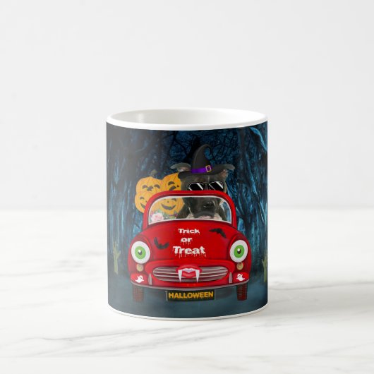 Staffordshire Dog Driving Car Beängstigend Hallowe Kaffeetasse (Mittel)