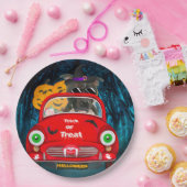 Staffordshire Dog Driving Car Beängstigend Hallowe Pappteller (Party)