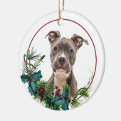 Staffordshire Dog Evergreen Berry Wreath Keramik Ornament (Links)
