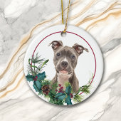 Staffordshire Dog Evergreen Berry Wreath Keramik Ornament