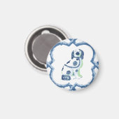 Staffordshire Dog Opt 2 in Slate and Green Magnet (Vorderseite/Rückseite)