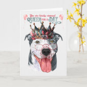 Staffordshire Dog Queen for a Day Funny Birthday Karte (Gelbe Blume)